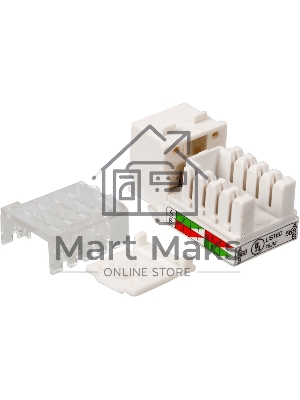 Модуль Keystone, RJ45, кат.5E, UTP, 90 градусов, узкий, со шторкой, белый