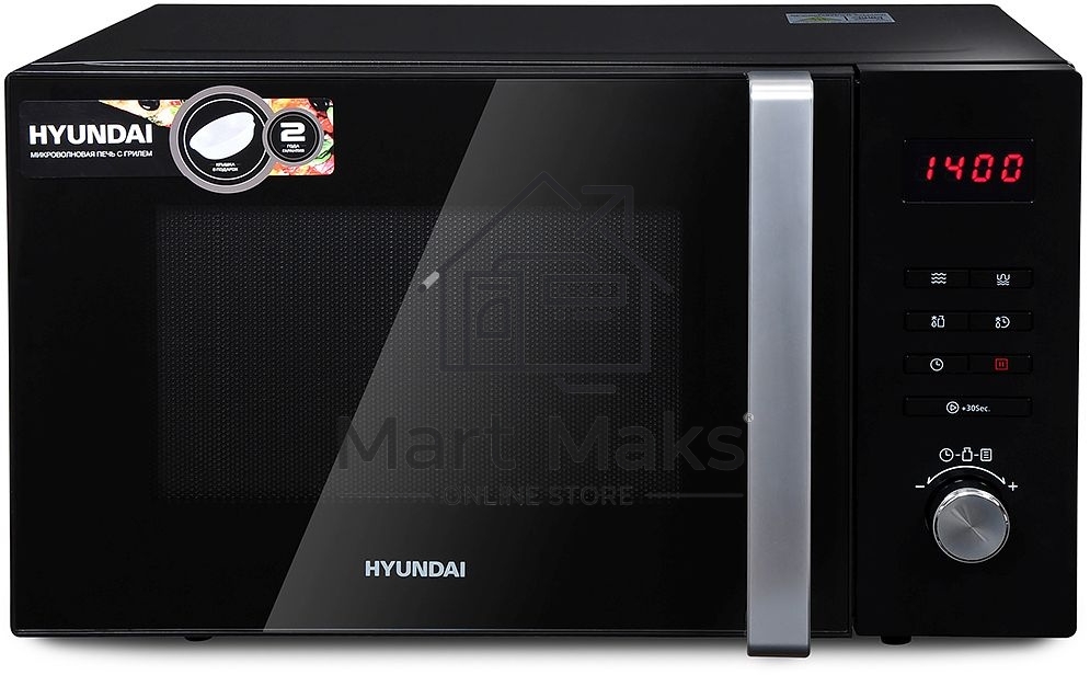 Микроволновая печь Hyundai HYM-M2062 черный, 23 л, 800 Вт, переключатели - поворотный механизм/кнопки