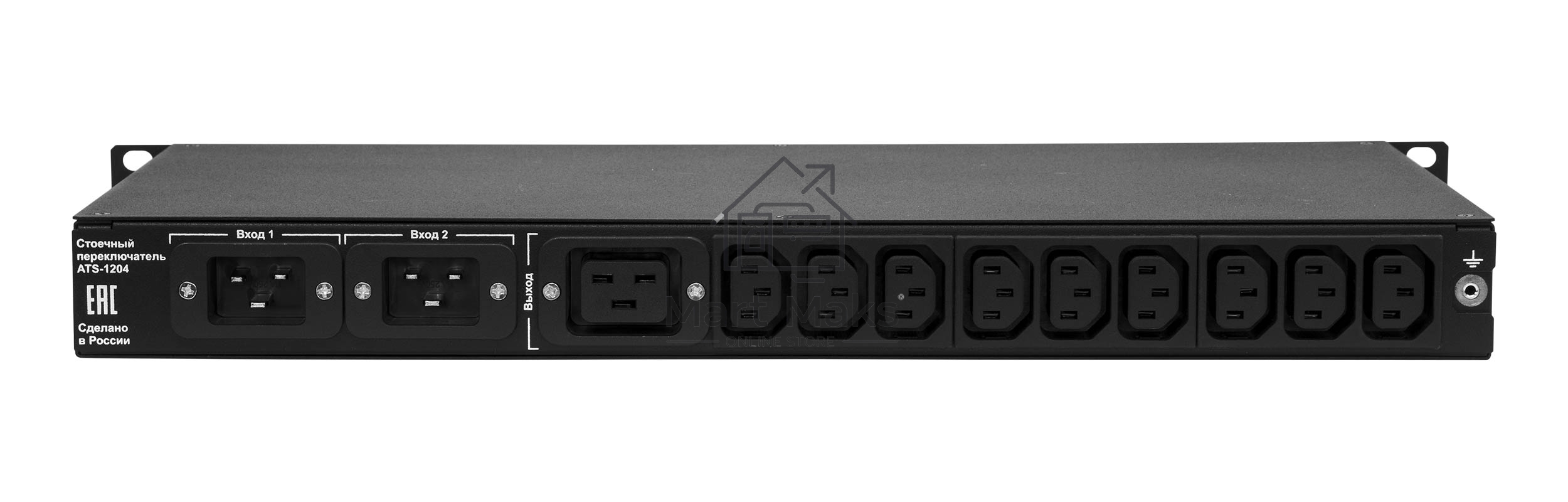 Автоматический ввод резерва ELEMY RACK ATS, 1U, 220В, 16А, OLED, Ethernet, in (2) C20, out (1) C19 (9) C13