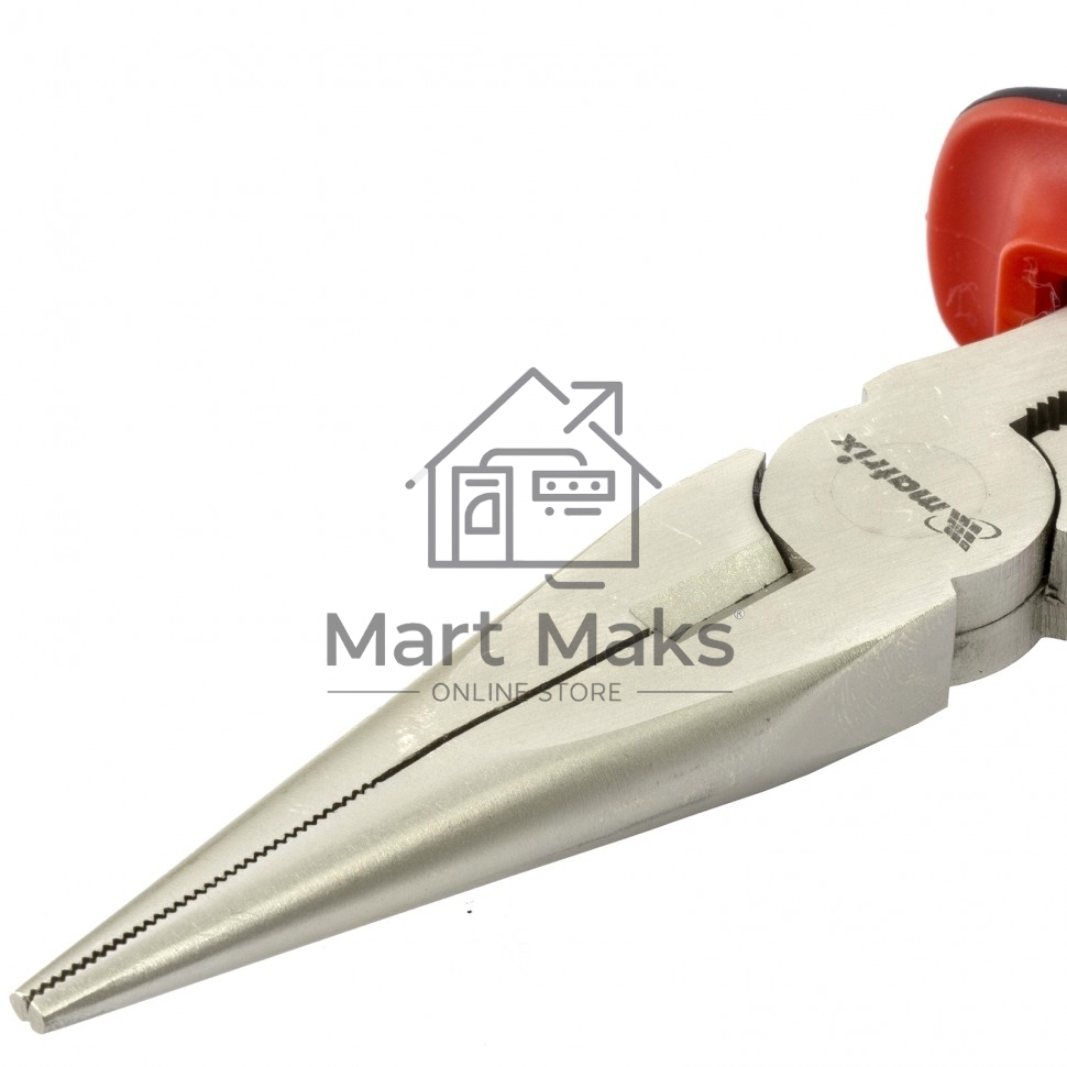 Длинногубцы MATRIX NICKEL, 200 мм, прямые никелированные, двухкомпонентные рукоятки 17168