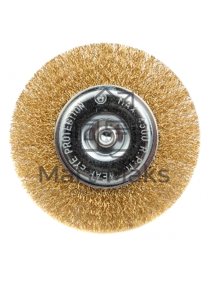 Щетка Matrix для дрели 100 мм, плоская со шпилькой, латунированная витая проволока