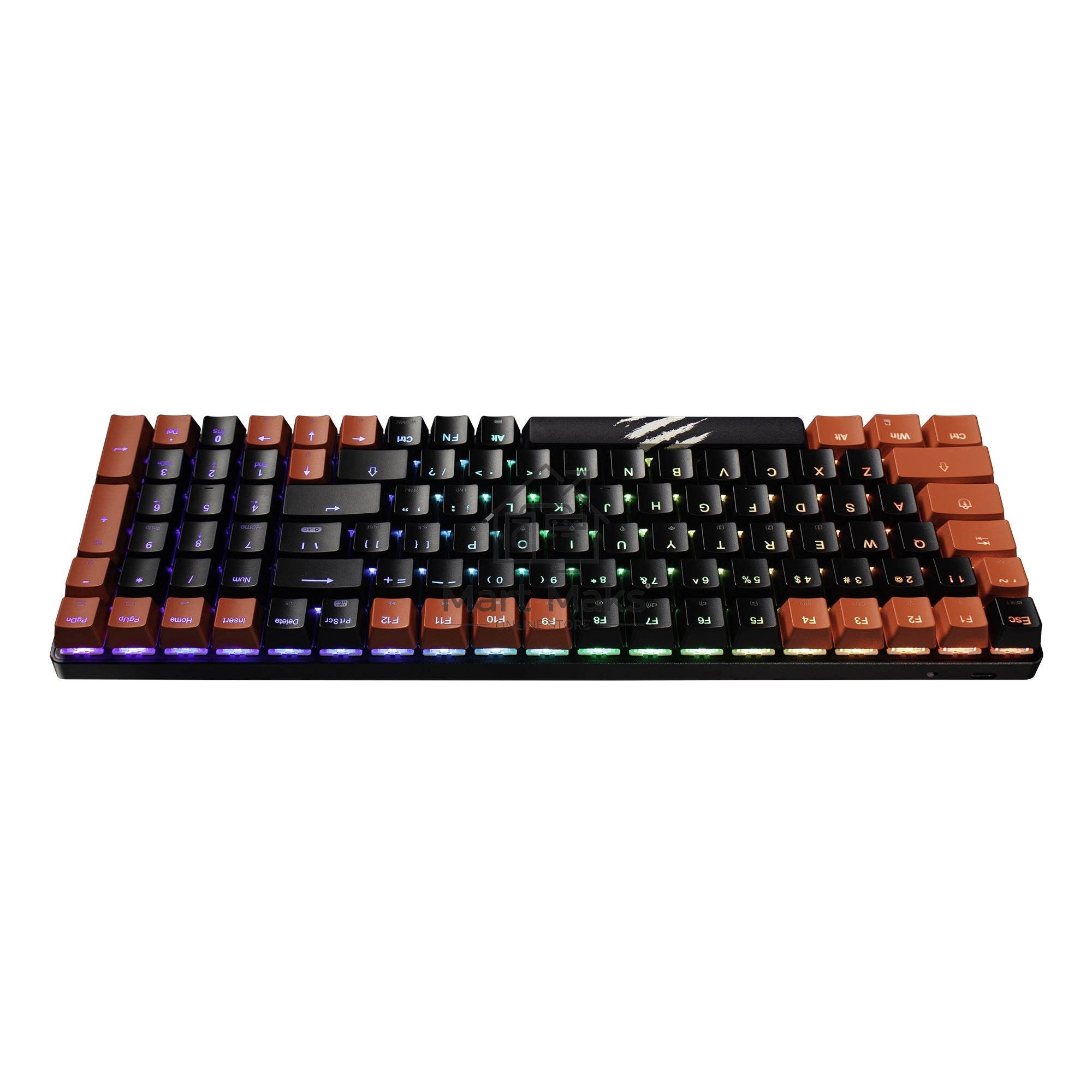 Игровая беспроводная клавиатура Mad Catz S.T.R.I.K.E. 11 US БЕЗ РУССКОЙ РАСКЛАДКИ чёрная (2.4 ГГц, Bluetooth, USB Type-C, Mad Catz RED Switch, 100 кл., RGB подсветка)