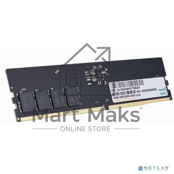 Оперативная память Apacer, DDR5, 16GB (1x16GB), 4800MHz, CL40, DIMM