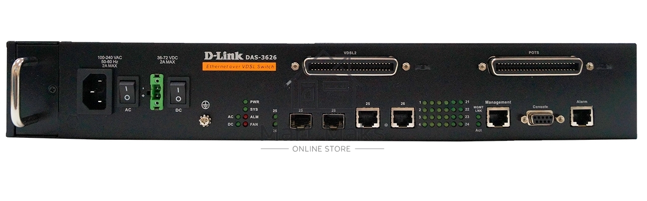Коммутатор D-Link (DAS-3626/A1A ) 24-порта VDSL2 DSLAM with 2 combo-ports 10/100/1000BASE-T/SFP