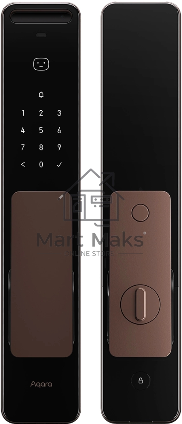 Умный замок Aqara ML-D01D врезной разбл.отпеч.паль./код/пар/NFC/прил/мех.кл 5000mAh бронзовый/черный