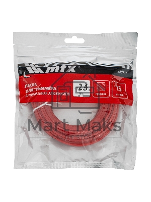 Леска для триммера армированная алюминием квадрат 2,4 мм х 15 м MTX