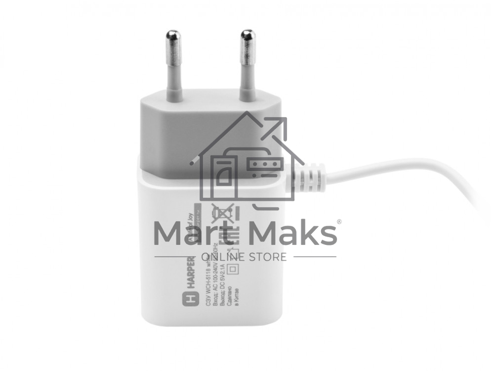 Сетевое зарядное устройство Harper WCH-5118 WHITE 1xUSB 2.1A + кабель USB Type-C