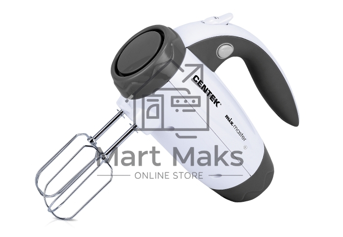 Миксер Centek CT-1114 (белый/серый) 350Вт, 6 скоростей+турбо, взбивание/замешивание