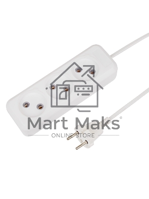 Удлинитель Rexant 3 гнезда, 5 м, 2х0.75 мм², б/з, белый (Сделано в России)