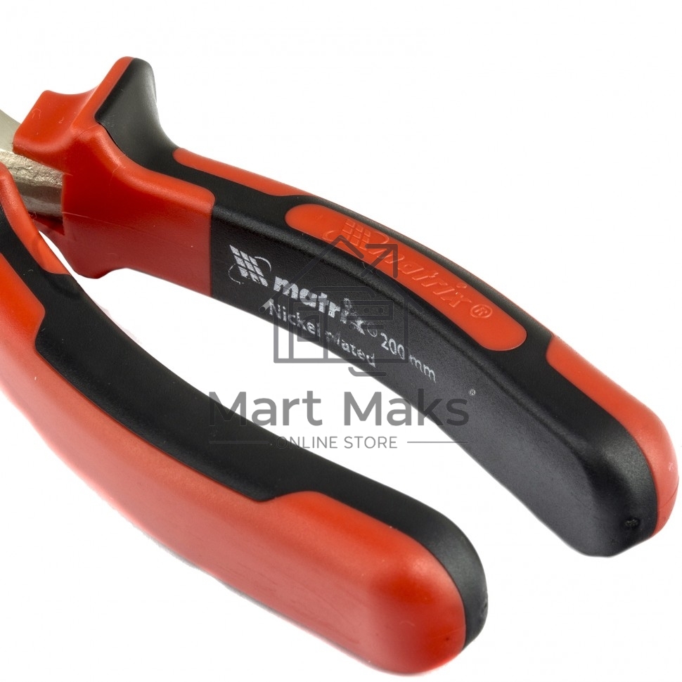 Длинногубцы MATRIX NICKEL, 200 мм, прямые никелированные, двухкомпонентные рукоятки 17168