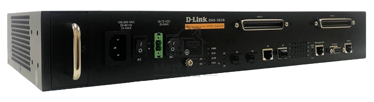 Коммутатор D-Link (DAS-3626/A1A ) 24-порта VDSL2 DSLAM with 2 combo-ports 10/100/1000BASE-T/SFP