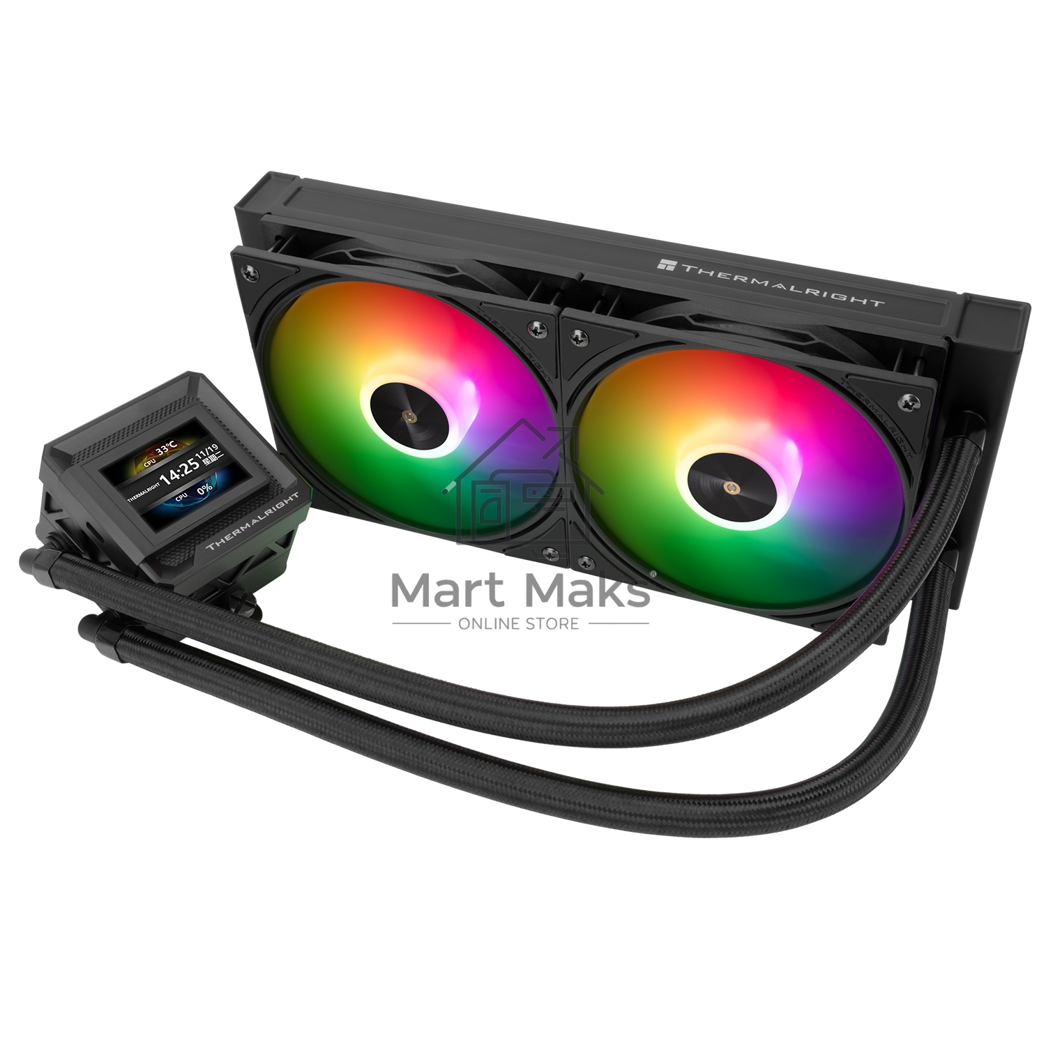 Водяное охлаждение для процессора Thermalright Frozen Warframe SE 240 ARGB Black (240mm, LED temp., Black, ARGB/ Fans: 2x120mm, 70.84CFM, 29.8dBA, 2000RPM/ Pump height 59mm, Rad thickness 27mm/ S: 1851, 1700, 1200, 115X, AM5, AM4)