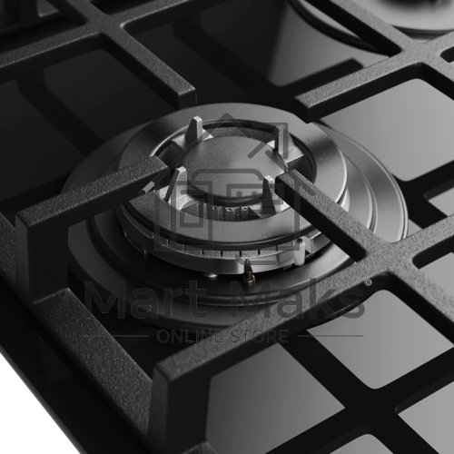 Варочная поверхность MONSHER MGG 44 Noir, High-Tech, газ, 45 см, газ-контроль, автоматический электроподжиг, чугунные решетки, форсунки под сжиженый газ, конфорки SABAF, поворотные переключатели, цвет черный