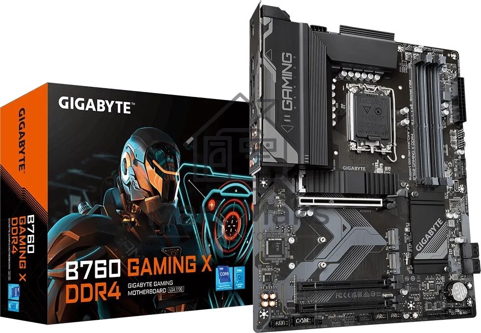 Материнская плата Gigabyte B760 GAMING X DDR4, LGA 1700, Intel B760, 4xDDR4, 4xSATA, 3xM.2, 1xPCIe 4.0 x16, 2xPCIe 3.0 x1, 1xHDMI, 1xDP, 1x 2.5Gb LAN, 1xUSB 3.2 Gen 2, 2xUSB-A 3.2 Gen 1, 5xUSB-A 2.0, 6x3.5 мм, 7.1, ATX