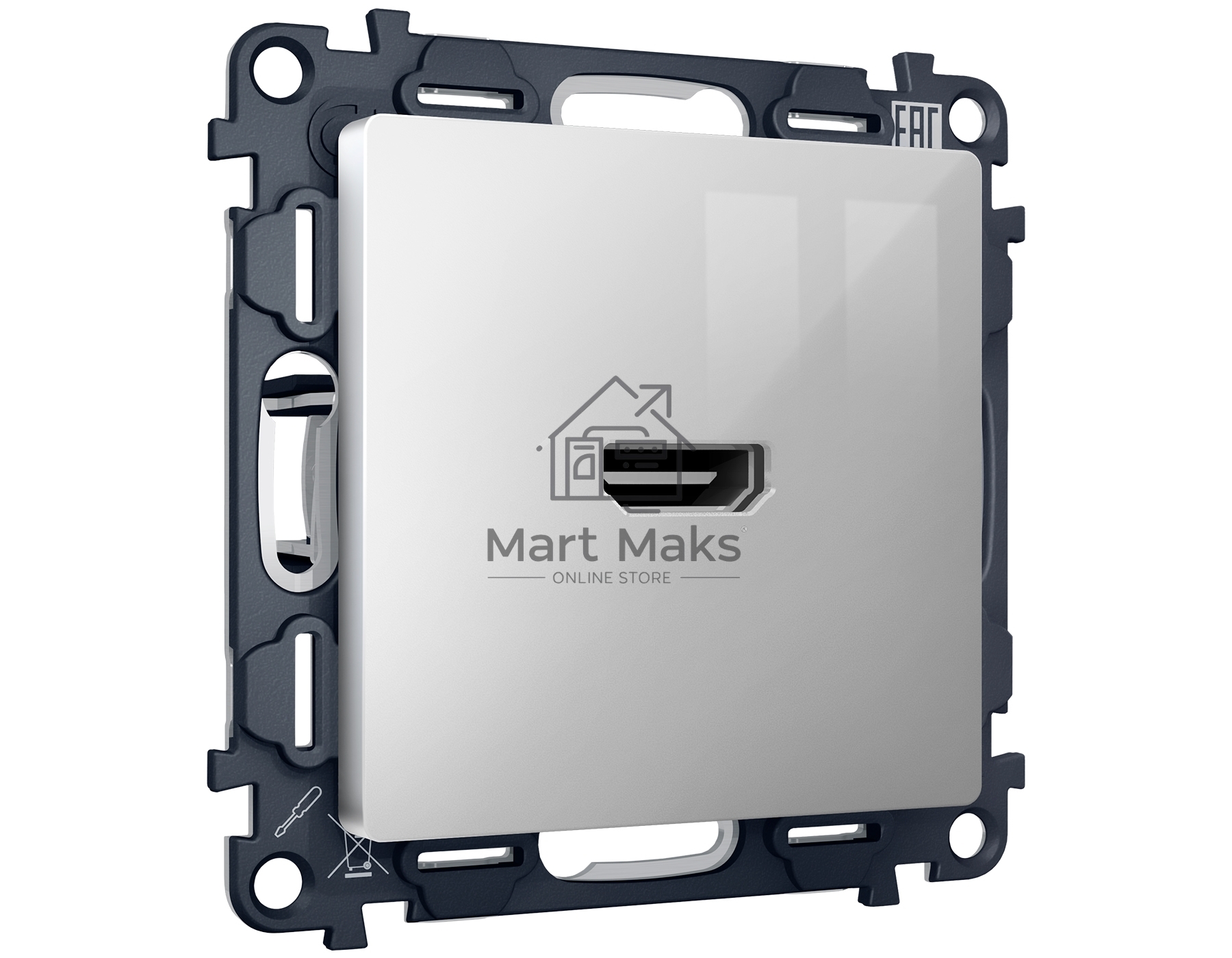Комплект механизма розетки HDMI 2.0 ALFA Серебро глянец 40V/500mA 2.0GHz 5-18Gbit/s QUANT (AP4140, VM222) MA414010