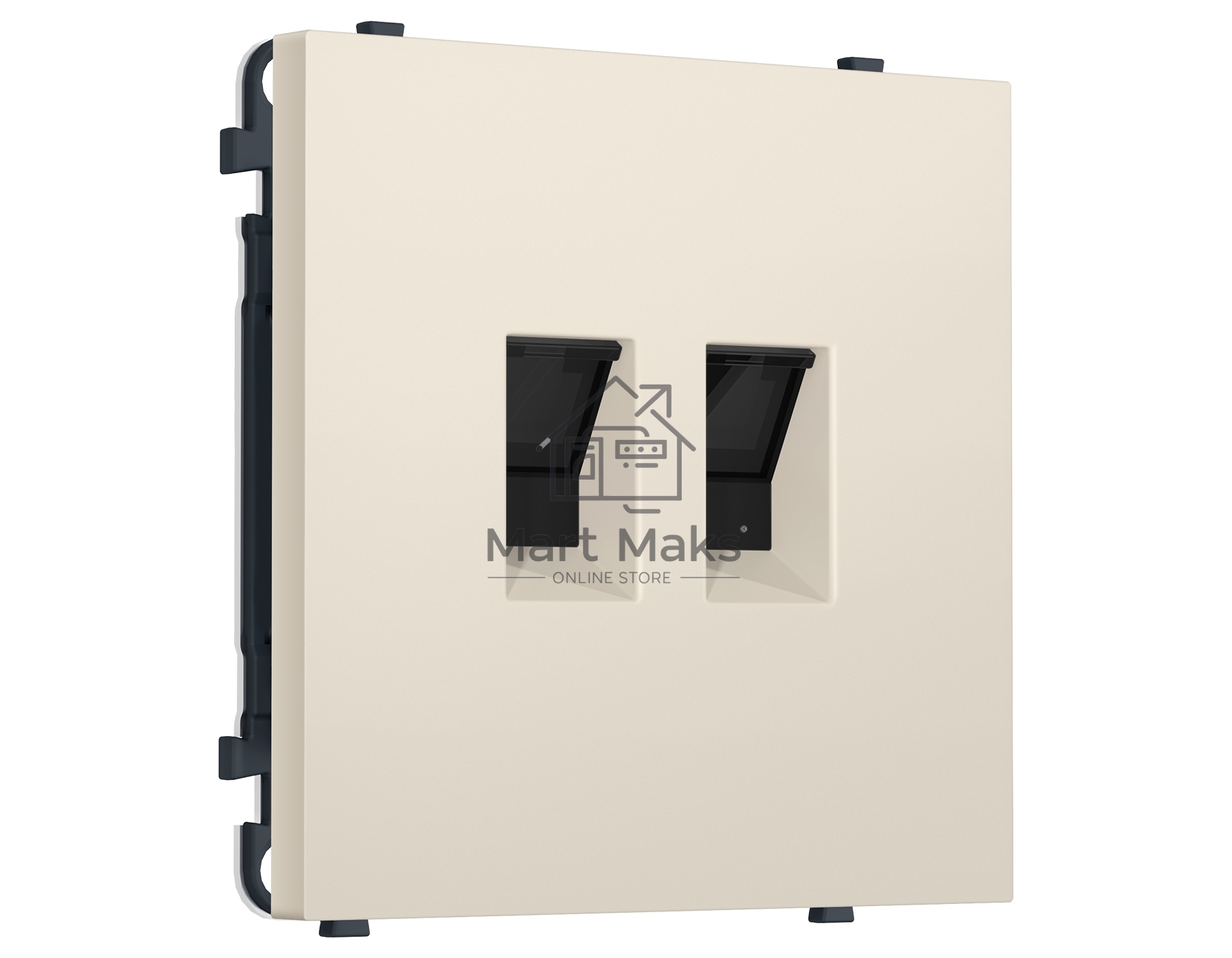 Комплект механизма компьютерной двойной розетки SIGMA Бежевый матовый RJ-45 (8P8C) CAT6 с/ш QUANT PRO (SP3321, PR189)