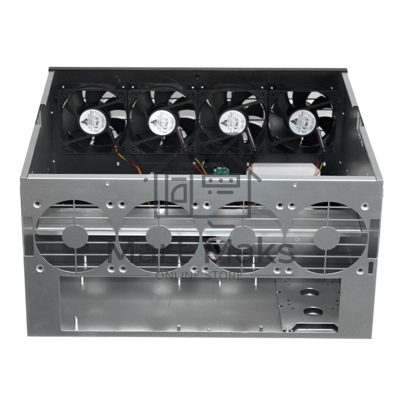 Корпус для майнинга Exegate EX270771RUS Pro 8-430 <без БП, 2*USB, 4*fan 120мм, места под: 8 видеокарт, 2 БП>