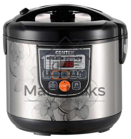 Мультиварка Centek CT-1498 (черный, сталь) 700Вт, 5.0л, 10 программ + 28 программ Мультишеф