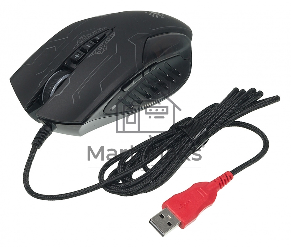 Мышь проводная A4Tech Bloody Q51 черный, 3200 dpi, USB, кнопки - 8