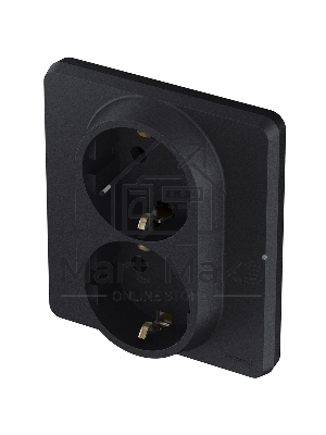Розетка 2 x 2К+З немецкий стандарт 16А 250В антрацит