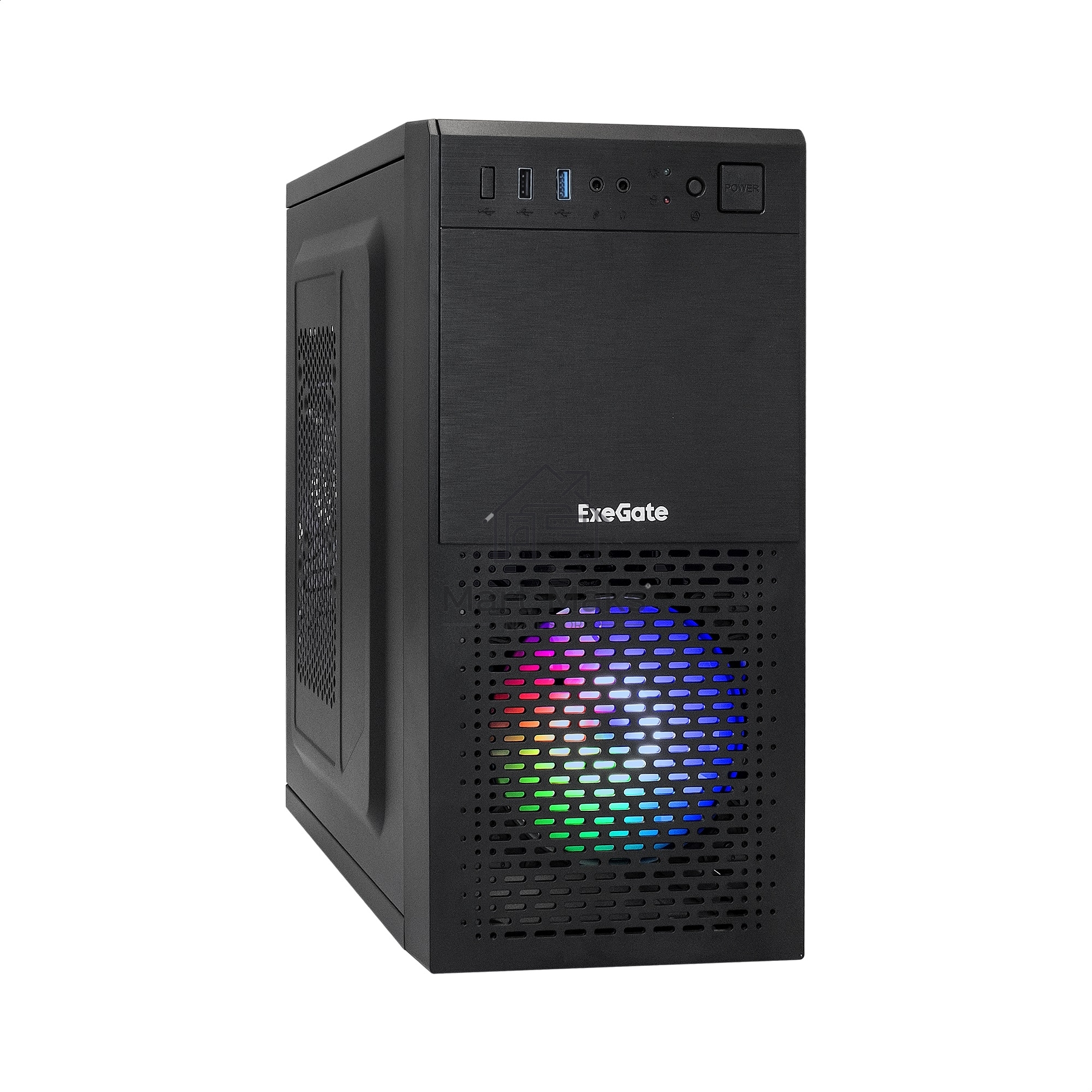 Компьютерный корпус Minitower ExeGate mEVO-7807-NPX600 (mATX, БП 600NPX 12см, 1*USB+1*USB3.0, черный 1x12см с RGB подсветкой)