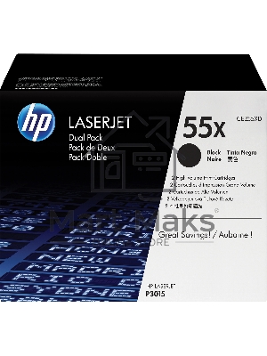 Картридж лазерный набор из 2 шт HP LaserJet CE255XD черный для LJ P3015(2 х 12500стр)