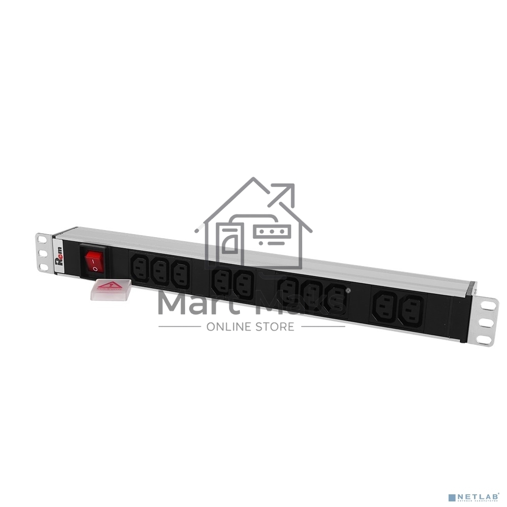 Блок розеток Rem-10 с выкл., 12 IEC 60320 C13, 10 A, алюм., 19
