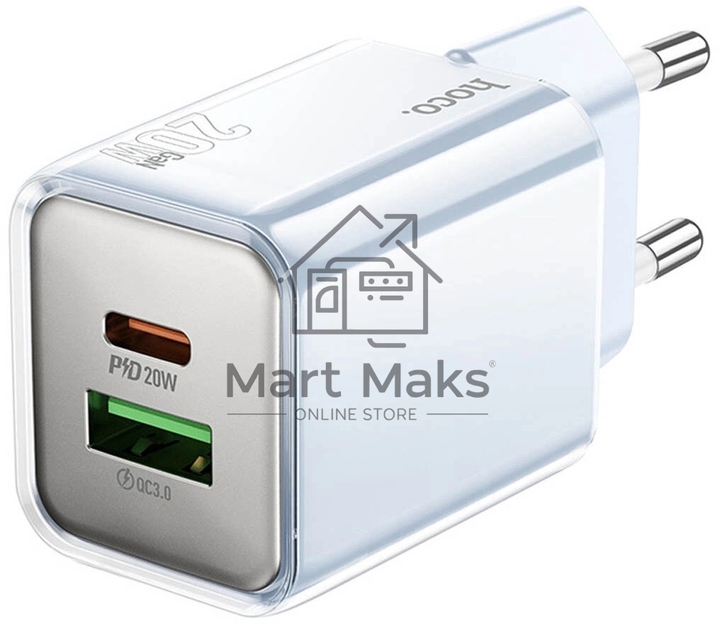 Сетевое зарядное устройство Hoco N46 Glorious 20W 3A (PD) синий