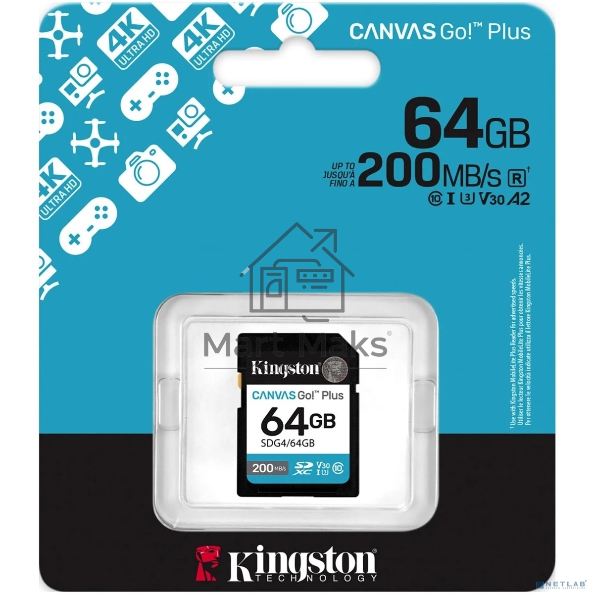 Флеш карта SDXC 64Gb Kingston SDG4/64Gb Canvas Go! Plus w/o adapter