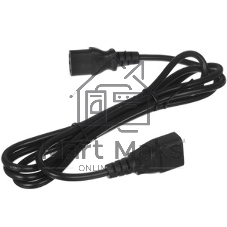 Шнур PowerCube ПВС-АП 3x0,75 C13С14-250-10-1,8, черный, 1,8 м, C13-C14, 3x0.75, 10А, с заземлением,