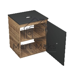 Тумба Bau Dream Blackwood 50 графит, раковина BAU Spectrum mini 47х24 смеситель для раковины высокий Hotel Still, нержавеющая сталь
