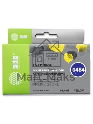 Картридж струйный Cactus CS-EPT0484 желтый (14,4 мл) для Epson Stylus Photo R200/R220/R300/R320/R340/RX500/RX600/RX620/RX640