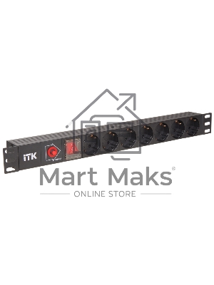 Блок PDU 7 розеток DIN49440 (нем. cтанд.), с LED выключателем,1U, без шнура, вх. IEC320 C14, алюминиевый профиль, черный PDU 7 розеток DIN49440 (нем. cтанд.), с LED выключателем,1U, без шнура, вх. IEC320 C14, алюминиевый профиль, черный