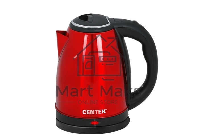 Чайник Centek CT-1068 RED (красный) металл 2л, 2000W, хромированная вставка на крышке