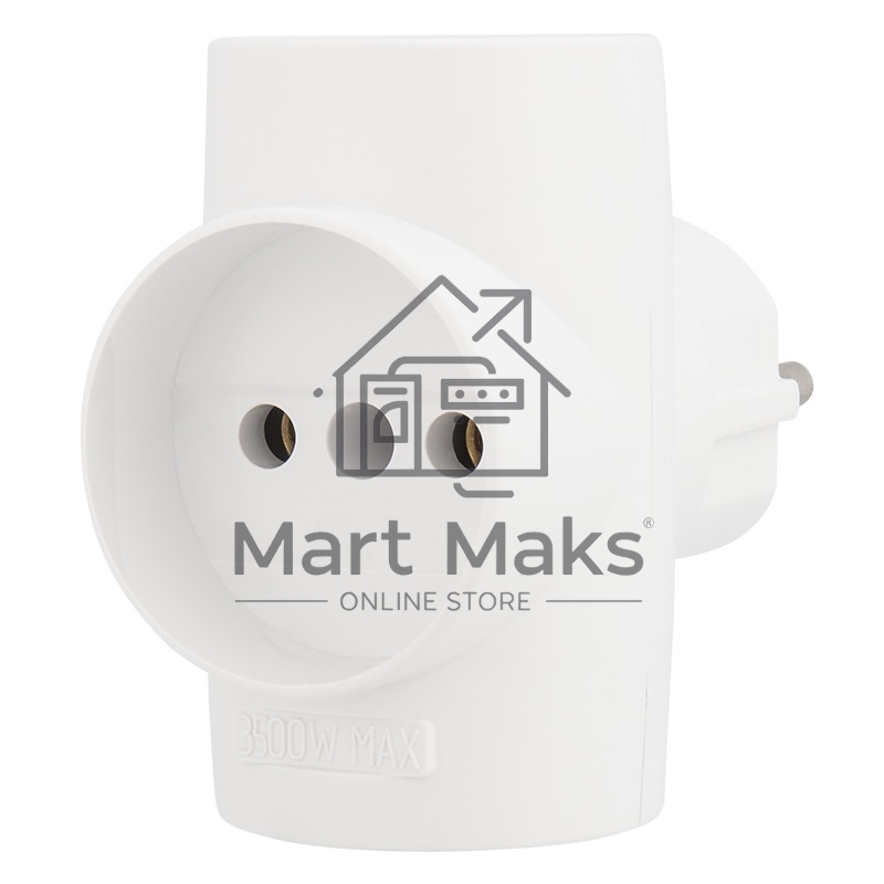 Тройник электрический 10 А без заземления белый Rexant