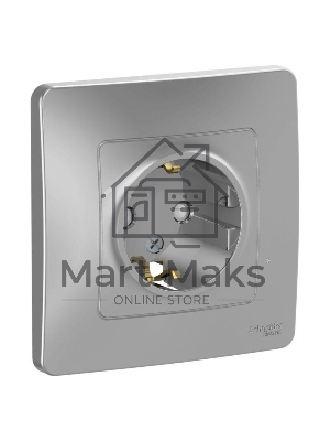 Розетка 1-м СП Blanca 16А IP20 250В с заземл. защ. шторки алюм. SchE BLNRS001113