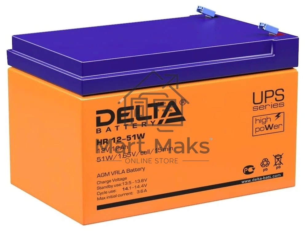 Батарея Delta HR 12-51W (12V, 12Ah)