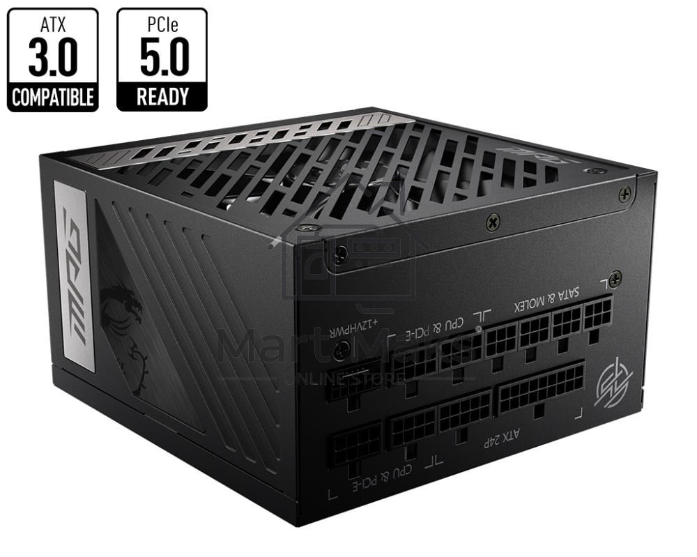 Блок питания MSI MPG A850G PCIE5 Retail, 850Вт, 80 PLUS Gold, 135мм, модульный, черный