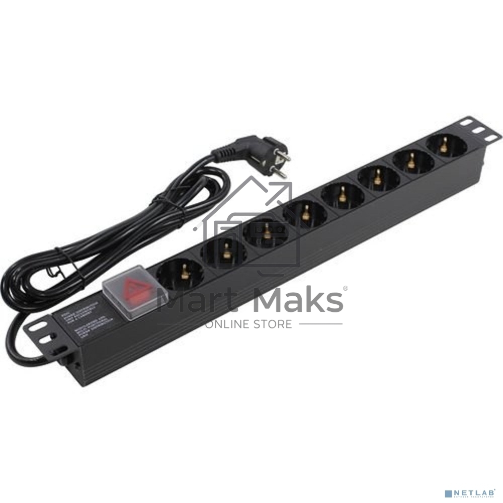 Блок розеток горизонтальный ExeGate ServerPro PDU-19H804 Al-8S-EU2.5-SW, 19