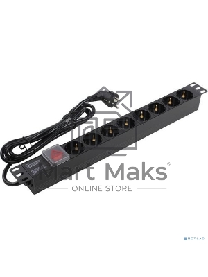 Блок розеток горизонтальный ExeGate ServerPro PDU-19H804 Al-8S-EU2.5-SW, 19