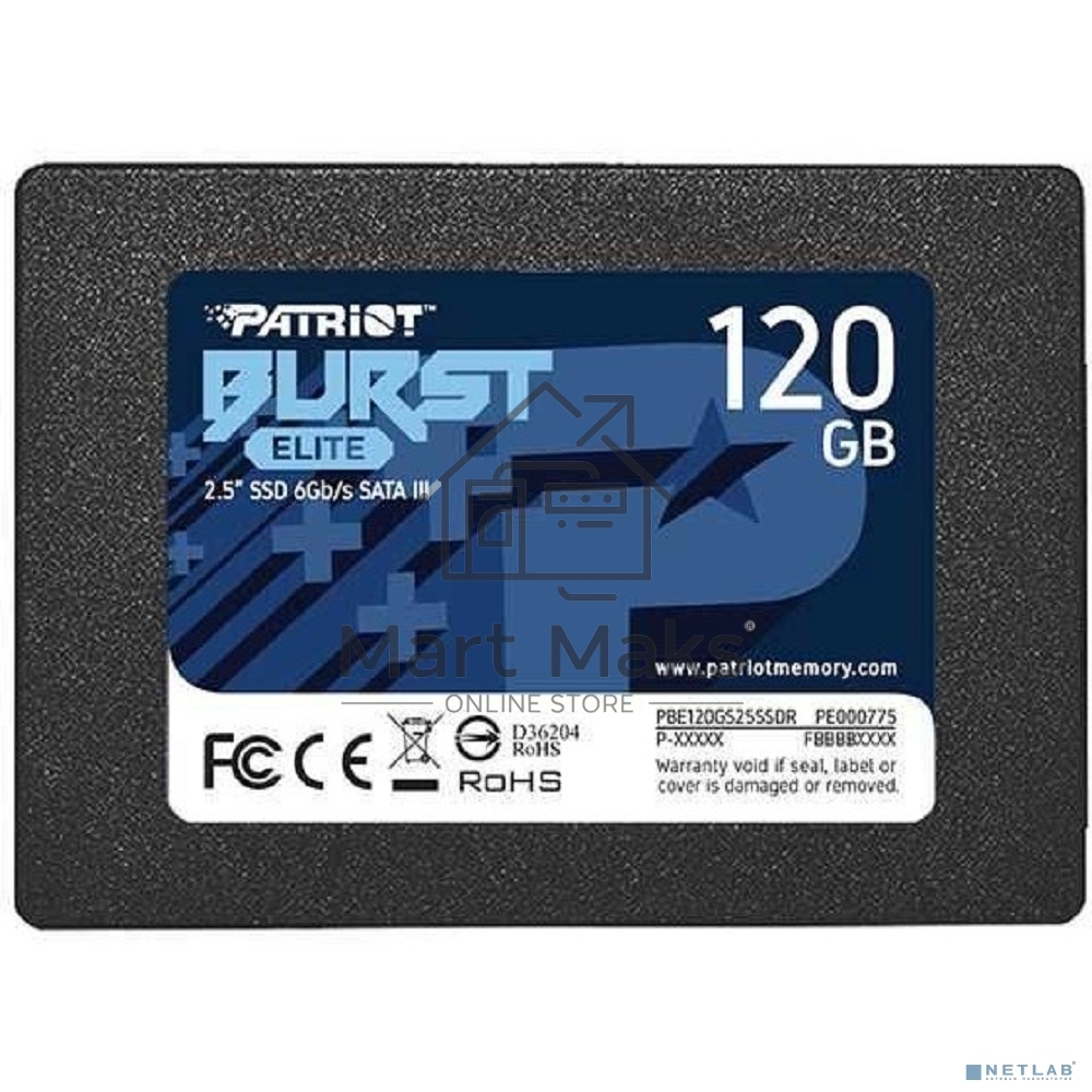 Накопитель SSD Patriot Burst Elite, 120GB, SATA, 2.5