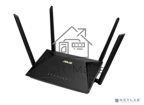 Роутер ASUS RT-AX53U802.11b/g/n/ac/ax, до 574 + 1201 Mbps, 2,4 + 5 гГц, 4 антенны, USB