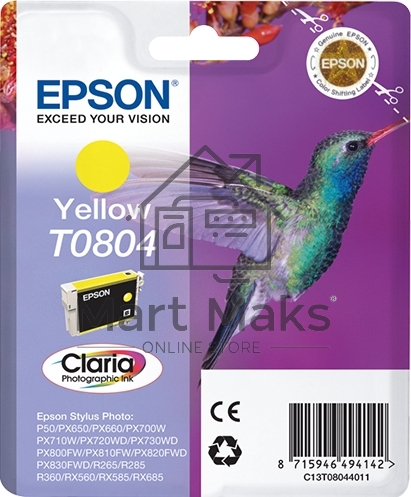Картридж струйный Epson C13T08044011 желтый для Epson St Ph P50/PX660/PX720WD (330стр.)