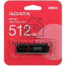 Флешка USB ADATA UV150 (AUV150-512G-RBK), 512Gb, USB 3.2, R/W 100/30, черный