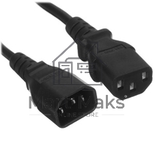 Шнур PowerCube ПВС-АП 3x0,75 C13С14-250-10-1,8, черный, 1,8 м, C13-C14, 3x0.75, 10А, с заземлением,