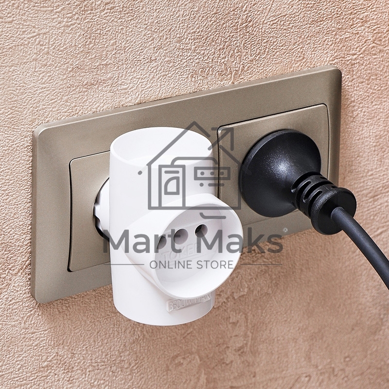 Тройник электрический 10 А без заземления белый Rexant