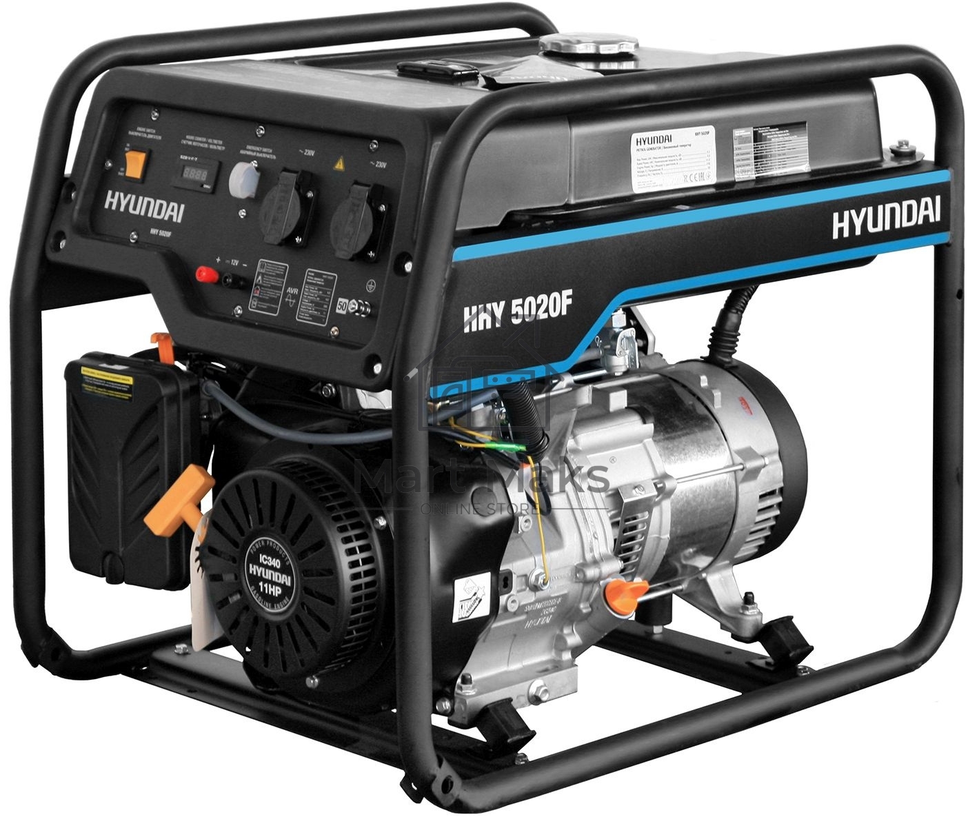 Электрогенератор бензиновыйHyundai HHY 5020F, 4.5 кВт, 72 дБ, 69.5 кг