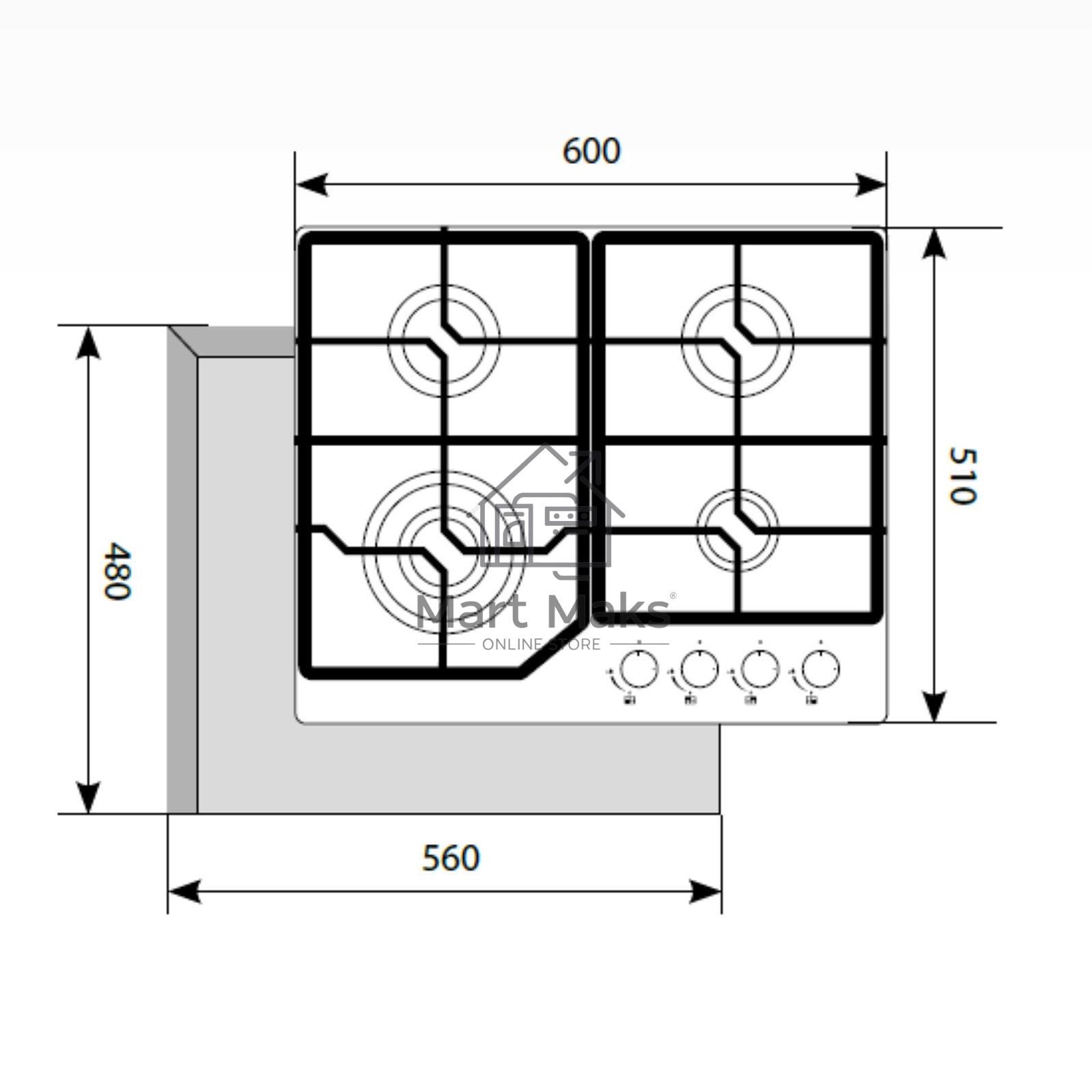 Газовая варочная поверхность LEX GVG 640-1 WH белый