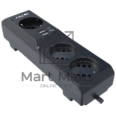 Сетевой фильтр Surge protector Pilot 3G 3xGP euro outlets, 10А/2.2 кВа, 2xUSB, 5m, черный