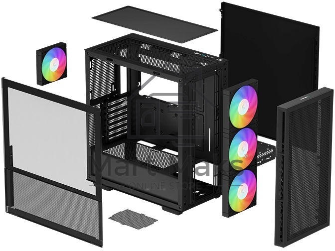Компьютерный корпус DeepCool CH560 черный (R-CH560-BKAPE4-G-1) (ATX, без БП, 2хUSB, с окном)